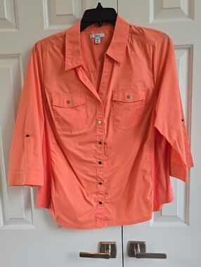 Croft & Barrow Coral Button-Front Utility Shirt